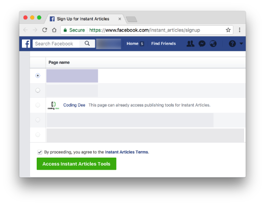codingdee select page for facebook instant article